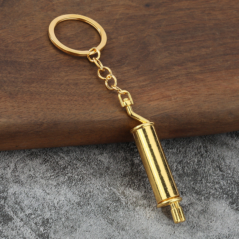 Exhaust Pipe Metal Keychain Creative Car Modification Gift Pendant