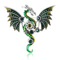 Steampunk Enamel Dragon Brooch Pin With Gears 4 Colors view 2