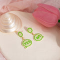 Green YES NO Speech Bubble Drop Stud Earrings Pair view 2