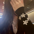 Silver Rhinestone Flower Leaf Open Cuff Bangle Bracelet view 2