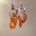 Chunky Resin Chain Link Stud Earrings in Three Colors view 6