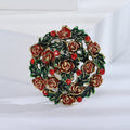 Round Rose Garden Brooch with Crystal Accents Decorative Metal Pin view 7