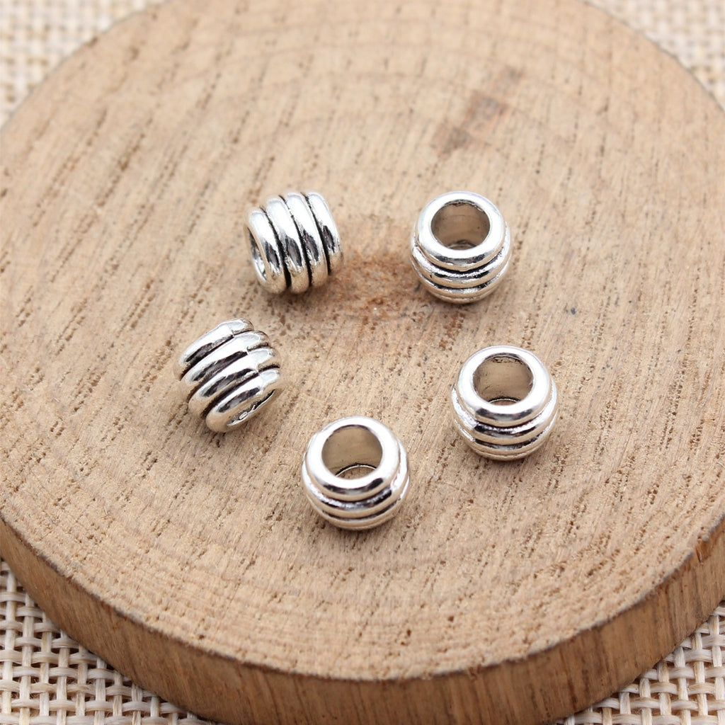 7.7x7.4x6mm 0.86g Antique Silver Zinc Alloy Round Ring Large Hole Spacer Beads for DIY Jewelry Making