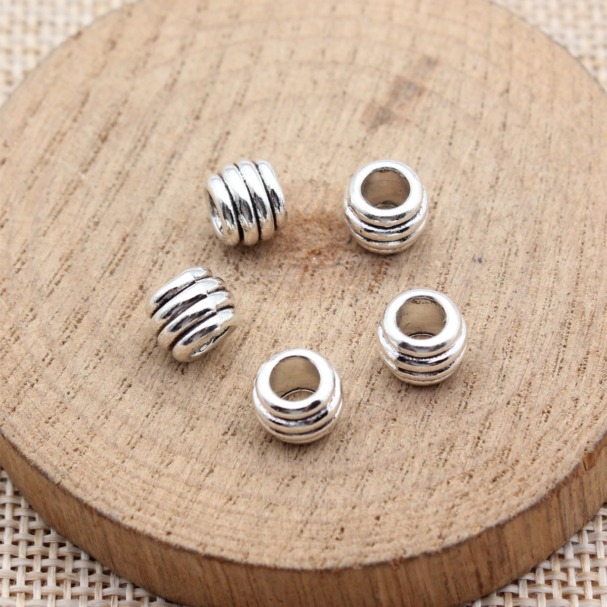 7.7x7.4x6mm 0.86g Antique Silver Zinc Alloy Round Ring Large Hole Spacer Beads for DIY Jewelry Making