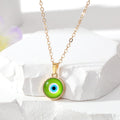 Gold Tone Small Round Evil Eye Pendant Necklaces in Seven Colors view 11