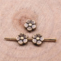 Five Petal Flower Bead in Antique Bronze and Antique Silver and Antique Gold Metal view 4