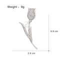 Silver Tone Crystal Tulip Stem Metal Brooch Pin for Jackets view 2
