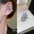 Silver Crystal Star Ear Cuff Statement Ear Jewelry view 1