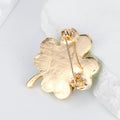 Green Gold Tone Four Leaf Clover Metal Brooch Pin for Jackets and Lapels view 3