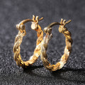 Gold Twisted Rope Hoop Earrings Latch Closure Pair view 2