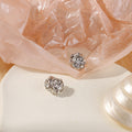 Gold and Silver Clear Look Round Magnetic Stud Earrings view 4