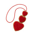 Beaded Red Heart Trio Pendant with Gold-Tone Trim and Red Cord view 5