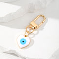 Gold Tone Heart Enamel Evil Eye Clip Keychains in Six Colors view 4