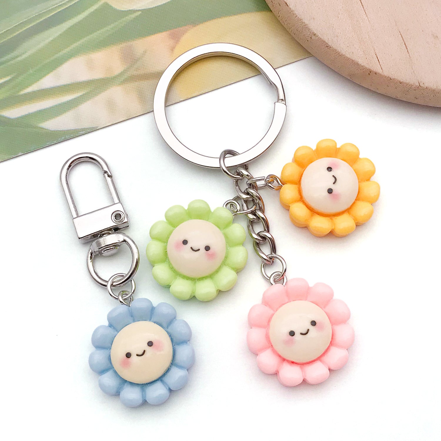 Resin Smiley Sunflower Flower Charm Pendant for DIY Earrings Necklace Bracelet Accessories