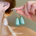 Glossy Teardrop Bead Earrings in Five Bright Color Options view 2
