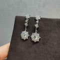 Silver Tone Geometric Clear Stone Cluster Drop Earrings view 3