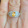 Silver Yellow Cushion Side Baguette CZ Fashion Ring Sizes 6-10 view 3