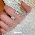 Silver Dual Butterfly Crystal Open Adjustable Ring view 1