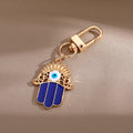 Gold and Silver Tone Crystal Hamsa Evil Eye Clip Keychains in Six Styles view 3