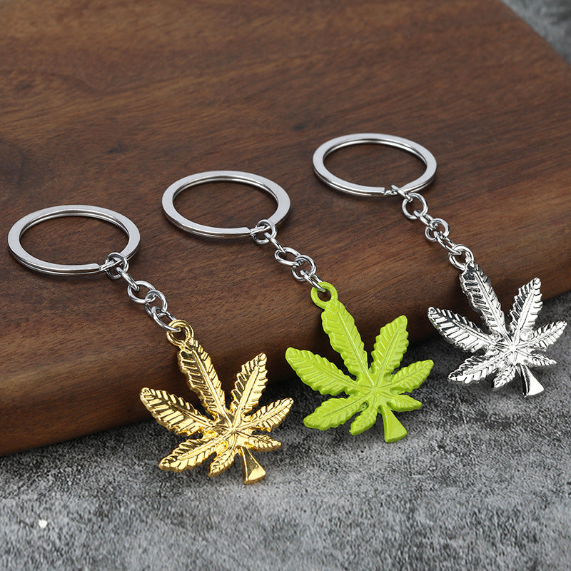 Minimalist Maple Leaf Zinc Alloy Keychain Pendant Accessory