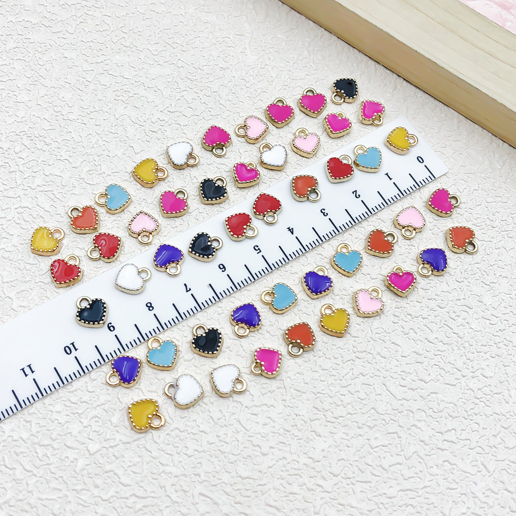 Zinc Alloy Enamel Mini Heart Charm Pendant for DIY Necklace Earrings Jewelry — 8×9mm