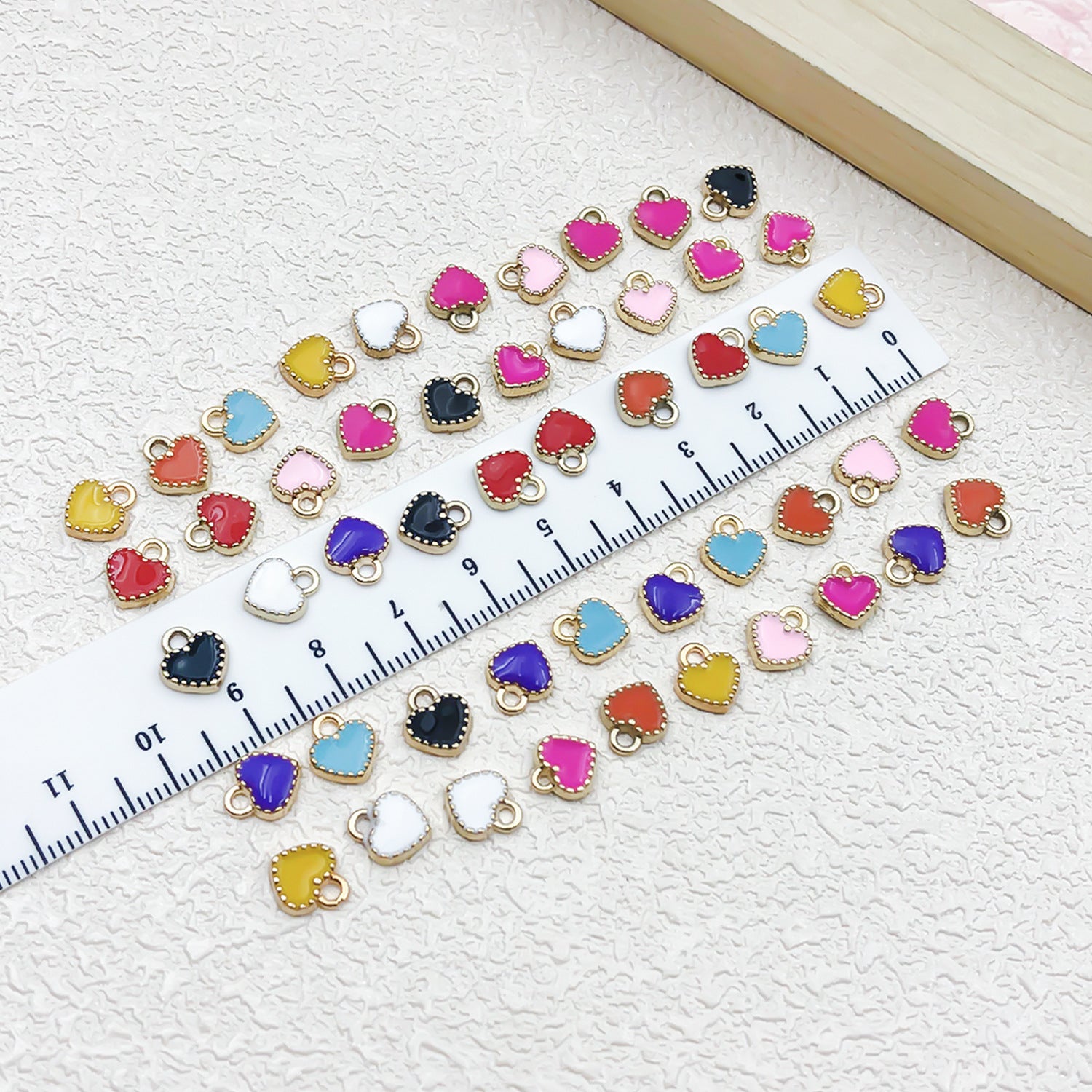 Zinc Alloy Enamel Mini Heart Charm Pendant for DIY Necklace Earrings Jewelry — 8×9mm