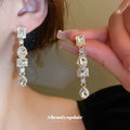 Geometric Crystal Linear Drop Earrings For Women Jewelry view 4