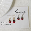 Enamel Mini Ladybug Drop Earrings Gold Silver Hooks view 4