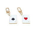 Gold Tone Enamel Heart and Spade Playing Card Clip Keychains view 5