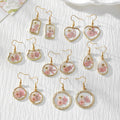 Gold Tone Pressed Flower Geometric Drop Earrings in Seven Shapes view 1