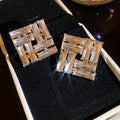 Clear Square Crystal Cluster Stud Earrings Statement Jewelry view 6
