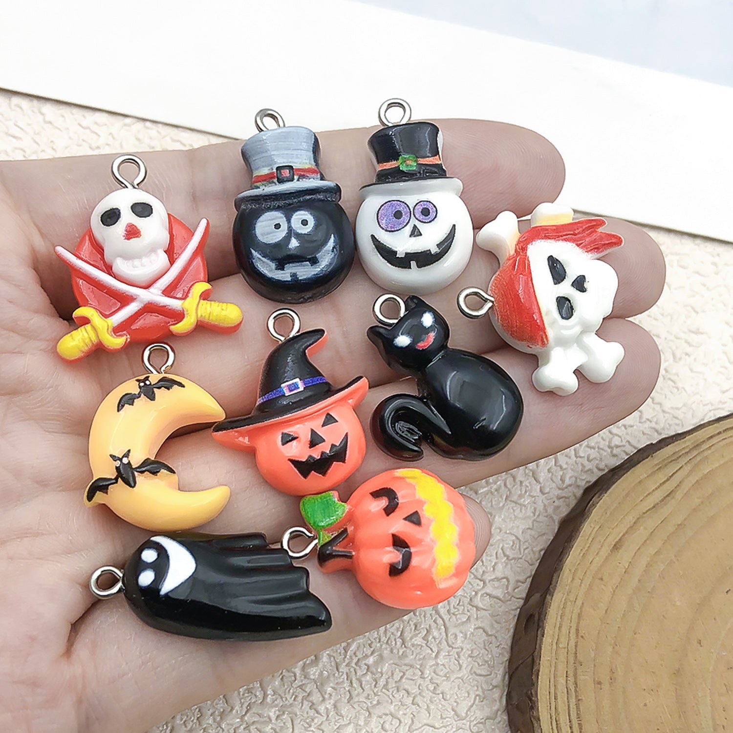 Resin Halloween Pumpkin Skull Ghost charm pendant for DIY bracelet necklace keychain