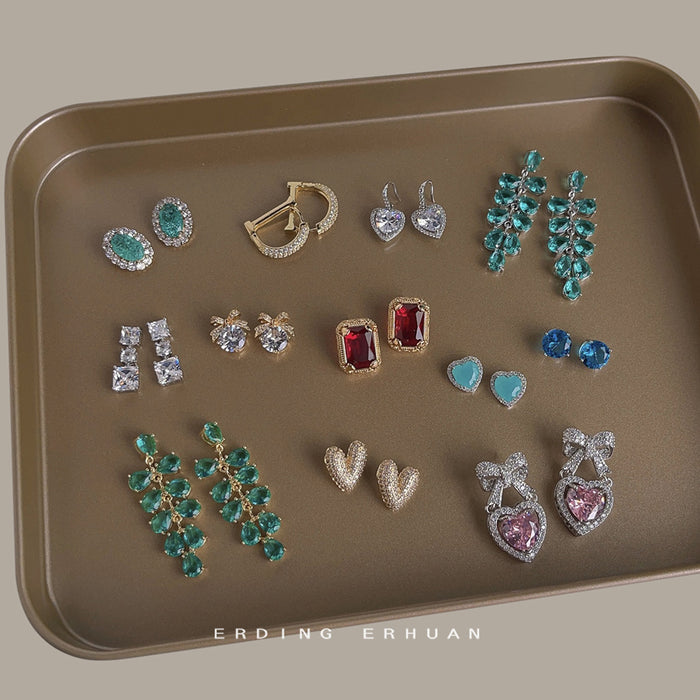 Zircon Stud And Drop Earring Collection Multi Styles