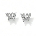 Silver Butterfly Stud Earrings Pave Clear CZ Petite Pair view 5