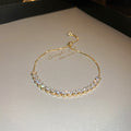 Gold Tone Adjustable Slider Bracelet In Round Or Wavy Crystal Rows view 6