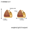 Triangle Pave Zircon Huggie Hoop Earrings Multicolor Gold Steel view 7