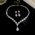 Silver Rhinestone Teardrop Pendant Necklace Earring Sets view 8