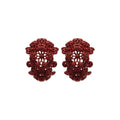 Textured Flower C Hoop Stud Earrings In White Red And Teal view 5