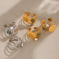 Sun Cactus Open Ring Clear And Green Zircon Stainless view 3