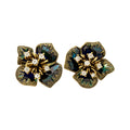 Blue Enamel Flower And Fan Shape Crystal Accent Earrings view 5