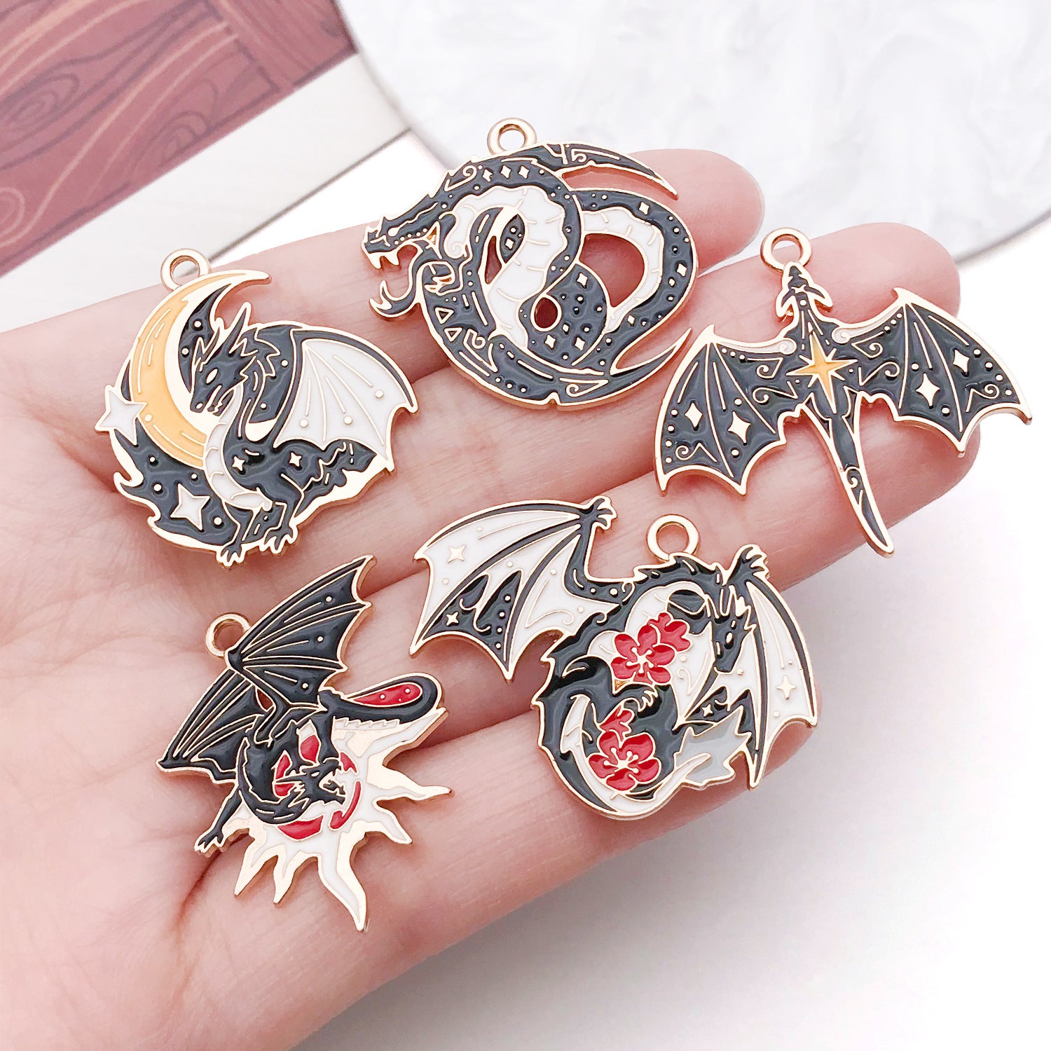 Zinc Alloy Flying Dragon Roc Nine Tailed Fox Phoenix Bird Charm Pendant for DIY Necklace
