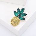 Green Leaf Yellow Crystal Pineapple Brooch in Green Yellow view 2