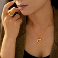 Spiral Ring and Pendant Necklace Collection in Gold and Silver Tone view 3