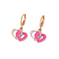 Gold and Silver Tone Double Heart Huggie Drop Earrings in Two Colors view 5