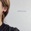 Burgundy Round Top And Amber Long Teardrop Drop Stud Earrings view 2