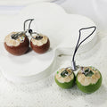 Double Coconut Resin Phone Strap Charms in Brown or Green view 3