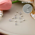 White Square and Pink Round Crystal Look Stud Earrings view 2