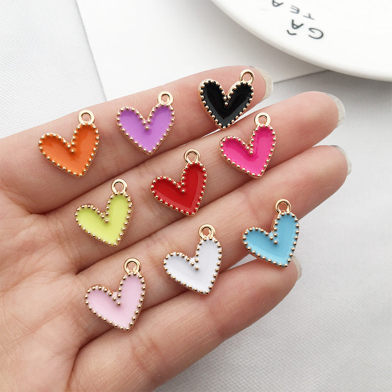 Enamel Zinc Alloy Heart Shape Charm Pendant for DIY Necklace Keychain Bracelet
