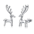 Silver Tone Standing Reindeer Stud Earrings with Tall Antlers view 5