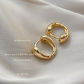 Gold Smooth Polished Chunky Huggie Hoop Earrings Pair view 4